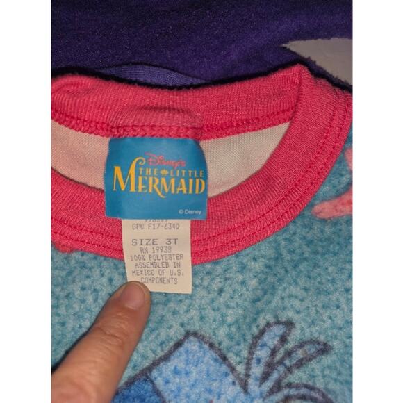 Vintage The Little Mermaid 90s Fleece Pajama 2 piece Set Size 3T RARE - Picture 3 of 3